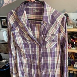 Pull&Bear Purple Plaid Button Down Shirt ALT ASO HERMIONE deathly hallows movie